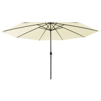 vidaXL Градински чадър с LED лампички и метален прът, 400 см, пясъчен