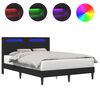 vidaXL Рамка за легло с LED ленти Черно 160 x 200 cm Изкуствена