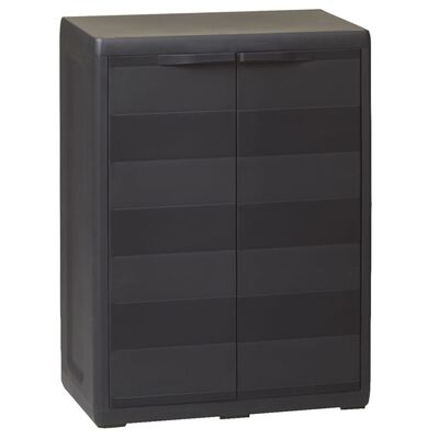 vidaXL Градински шкаф за съхранение с 1 рафт, черен
