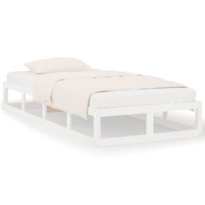 vidaXL рамка за легло бяла 75x190 см Small Single дърво масив
