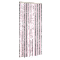 vidaXL Ресни за врата против мухи, сиво и розово, 100x220 см, шенил