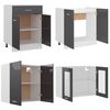 vidaXL Комплект кухненски шкафове от 4 части с работен плот, сив гланц