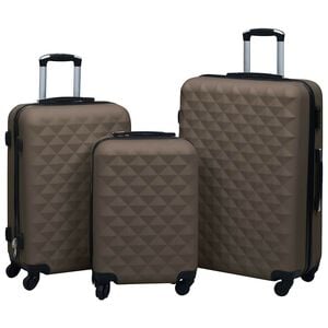 vidaXL Комплект твърди куфари с колелца, 3 бр, кафяв, ABS