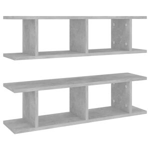 vidaXL Стенни рафтове, 2 бр, бетонно сиви, 75x18x20см, инженерно дърво