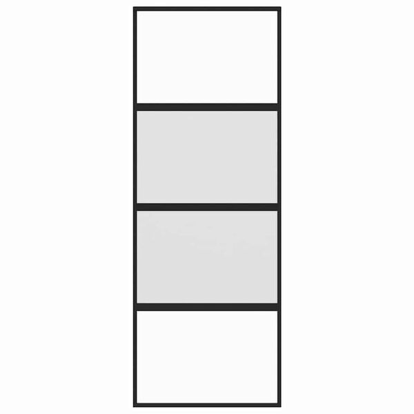 vidaXL Плъзгаща се врата, черна, 76x205 см, закалено стъкло и алуминий