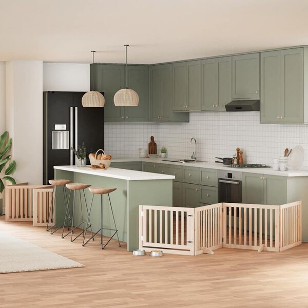 vidaXL Сгъваема преграда за кучета с врата 10 панела 800 см топола