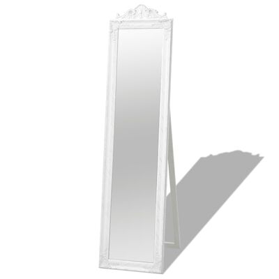vidaXL Стенно огледало, бароков стил, 160x40 см, бяло