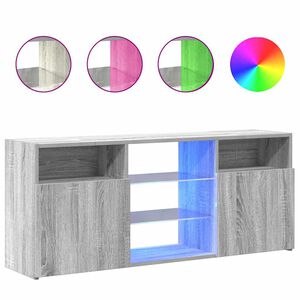 vidaXL ТВ шкаф с LED осветление, сив сонома, 120x30x50 см