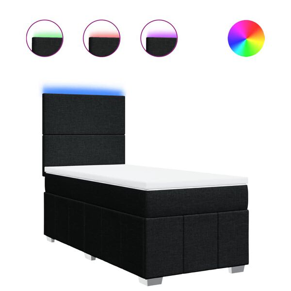 vidaXL Боксспринг легло с матрак, черна, 90x190 см, плат