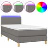 vidaXL Боксспринг легло с матрак и LED, тъмносиво, 100x200 см, плат