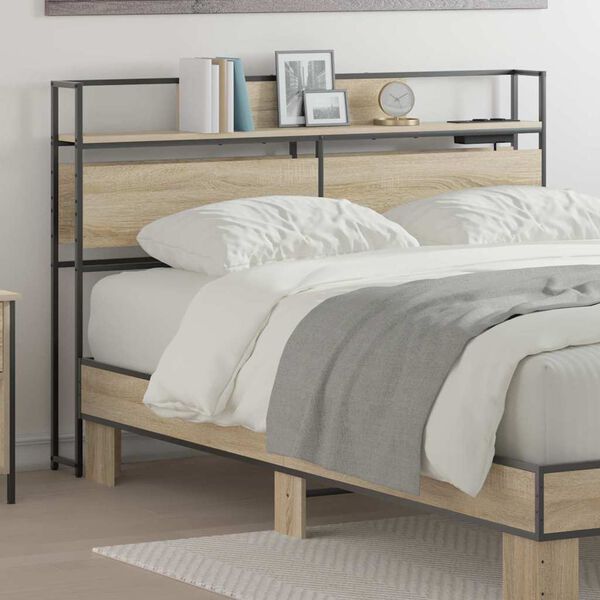 vidaXL Табла за съхранение с рафт дъб сонома 120 cm Инженерно дърво