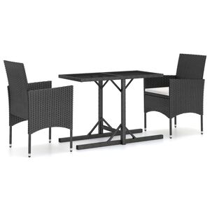 vidaXL Градински трапезен комплект, 3 части, черен