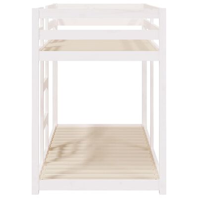 vidaXL Двуетажно легло, бяло, 75x190 см, борово дърво масив