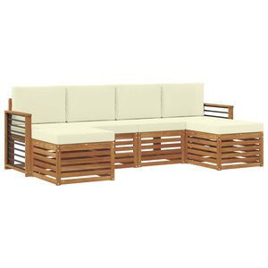 vidaXL Комплекти дивани 6 pcs Натурален и Крема Солидно акациево дърво