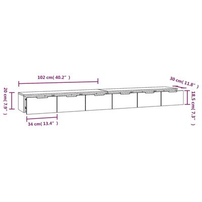 vidaXL Стенни шкафове, 2 бр, опушен дъб, 102x30x20 см, инженерно дърво