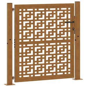 vidaXL Градинска порта 100x100 см, устойчива на атмосферни влияния стомана, дизайн с кръст