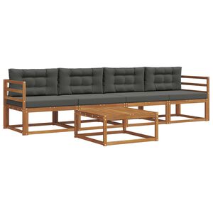 vidaXL Комплект дивани за открито 5 pcs Натурален и Антрацит