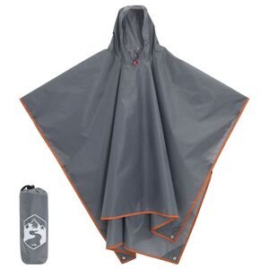 vidaXL Дъждовно пончо с качулка 2 в 1 дизайн сиво-оранжево 223x145 см