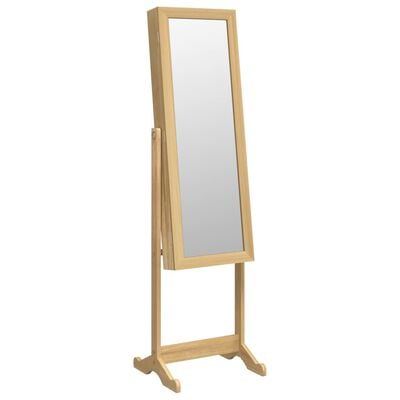 vidaXL Огледален шкаф за бижута с LED осветление, свободностоящ