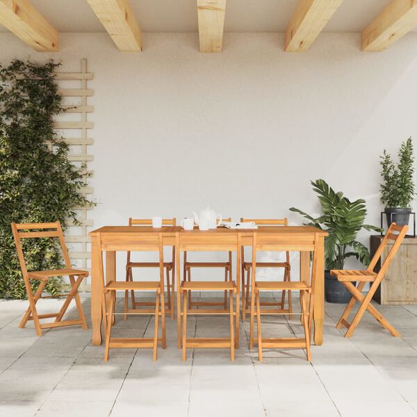 vidaXL Сгъваеми бистро столове, 8 бр, акация масив