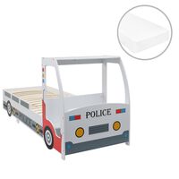 vidaXL Детско легло полицейска кола с матрак 90x200 см 7 зони H3