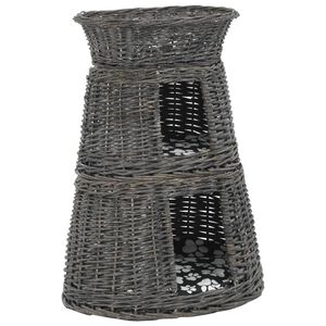 vidaXL Котешка кошница с възглавници сива 47x34x60 см естествена върба