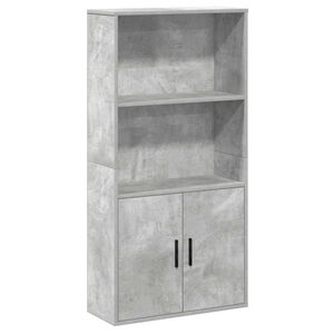 vidaXL Библиотека, бетонно сива, 60x24x120 см, инженерно дърво