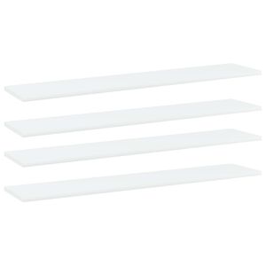 vidaXL Рафтове за етажерка, 4 бр, бели, 100x20x1,5 см, инженерно дърво