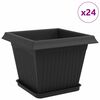 vidaXL Саксии за растения 24 pcs Черно 28,5 x 28,5 x 22 см Пластмаса