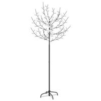 vidaXL Коледно дърво, 200 LED студено бeли, разцъфнала череша, 180 см