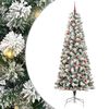 vidaXL Изкуствено коледно дърво с хингед Зелен и бял 240 cm