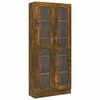 vidaXL Шкаф витрина, опушен дъб, 82,5x30,5x185 см, инженерно дърво