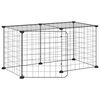 vidaXL Клетка за животни с врата, 8 панела, черна, 70x35x35 см, стомана