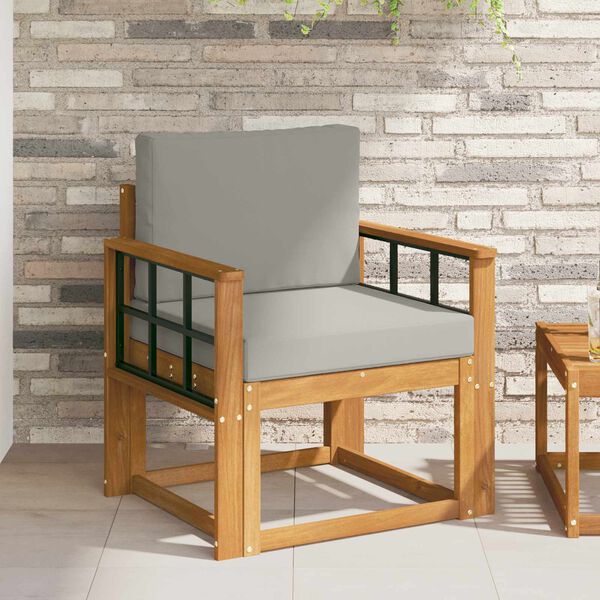 vidaXL Външен диван Солидно акациево дърво и полиестер