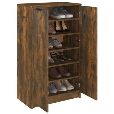 vidaXL Шкаф за обувки, опушен дъб, 59x35x100 см, инженерно дърво