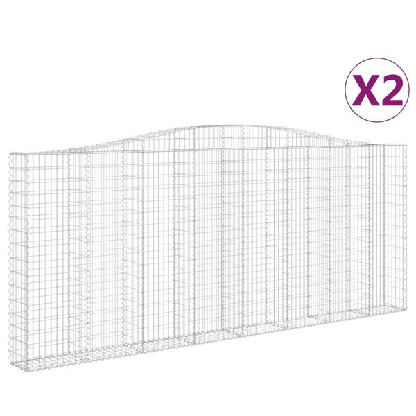 vidaXL Габионни кошници арка 2 бр 400x30x160/180 см поцинковано желязо