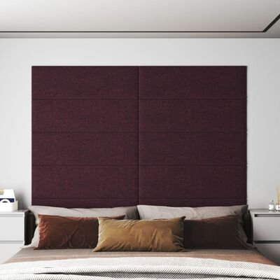 vidaXL Стенни панели, 12 бр, пурпурен, 90x30 см, плат, 3,24 м²