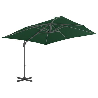 vidaXL Градински чадър чупещо рамо с алуминиев прът 400x300 см зелен