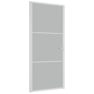 vidaXL Интериорна врата 93x201,5 см бял мат стъкло и алуминий