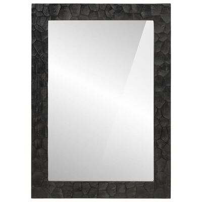 vidaXL Огледало за баня черно 50x70x2,5 см дърво манго масив и стъкло