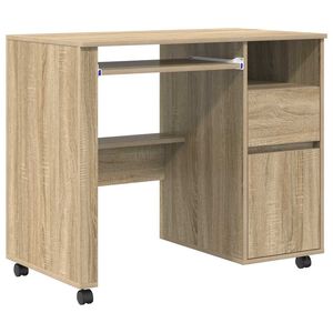 vidaXL Бюро на колела Сонома дъб Инженерна дървесина 91 x 50 x 77 см