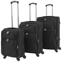 vidaXL Комплект от 3 броя меки куфари на колелца, черни