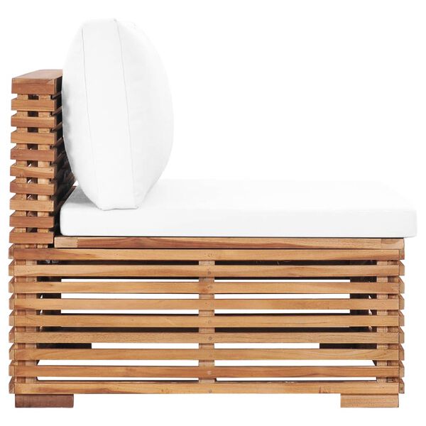 vidaXL Градински междинен диванен модул кремава възглавница тик масив