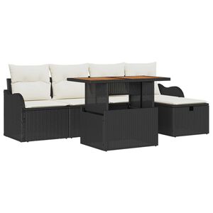 vidaXL Градински Софа Комплект 6 pcs Черно полиратан