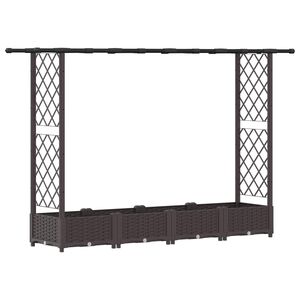 vidaXL Повдигнато легло с решетка и покривка Кафяво 203 x 40 x 121 см