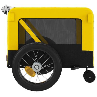 vidaXL Ремарке за колело за любимци жълт и черен Оксфорд плат и желязо