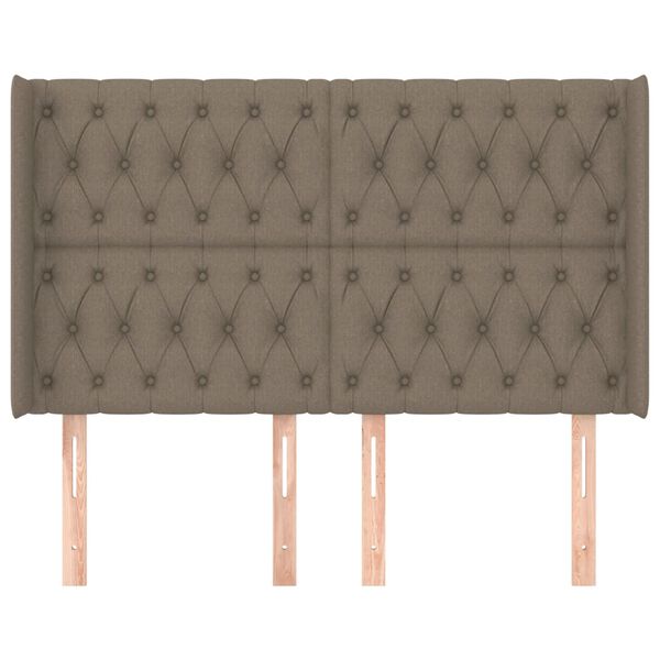 vidaXL Горна табла за легло с уши, таупе, 147x16x118/128 см, плат