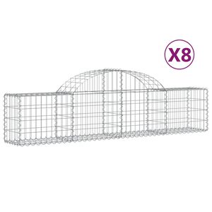 vidaXL Габионни кошници арка 8 бр 200x30x40/60 см поцинковано желязо