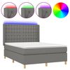 vidaXL Боксспринг легло с матрак и LED, тъмносиво, 140x200 см, плат