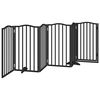 vidaXL Сгъваема преграда за куче с врата 6 панела черна 300 см топола